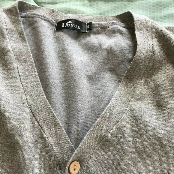 Gray Cardigan with wood buttons - Women - Medium - Picture 1 of 4